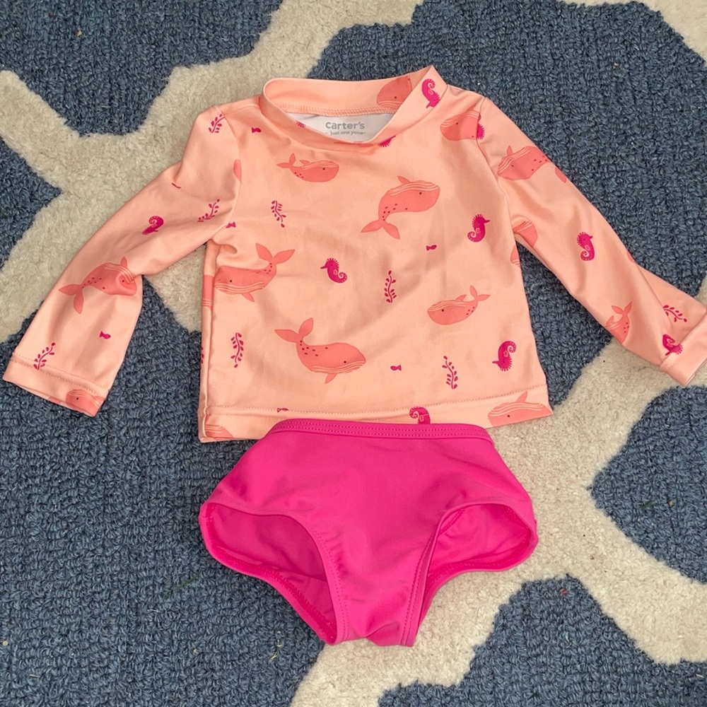Kids Swim Set with Whales and Seahorses - Pink